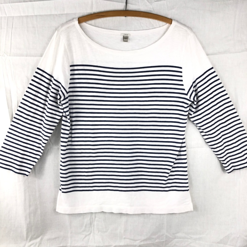 J.Crew Striped 3/4 sleeve scoop wide neck top M